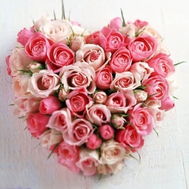 Srdce z růžových růží